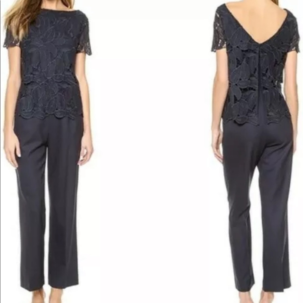 Tory Burch Avalon Lace Bodice V-Back Black Jumpsuit NWT MSRP: $495